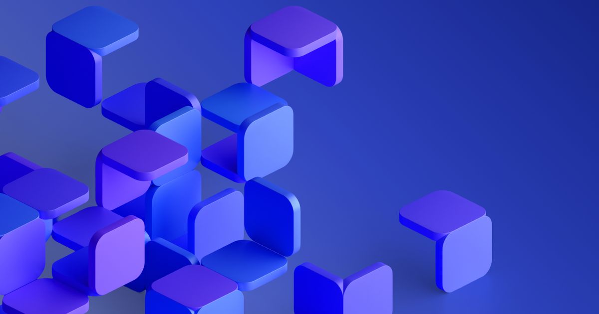 Abstract 3D blocks in blue and purple, rounded squares and cubes floating on a gradient background, symbolizing structured datasets, data pipelines, and the building blocks of high-quality AI systems.